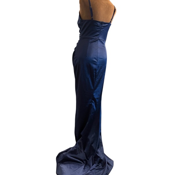 Sadyce Women’s Formal Strappy Dress Side Gather Slit Royal Blue Medium Wedding - Picture 14 of 15